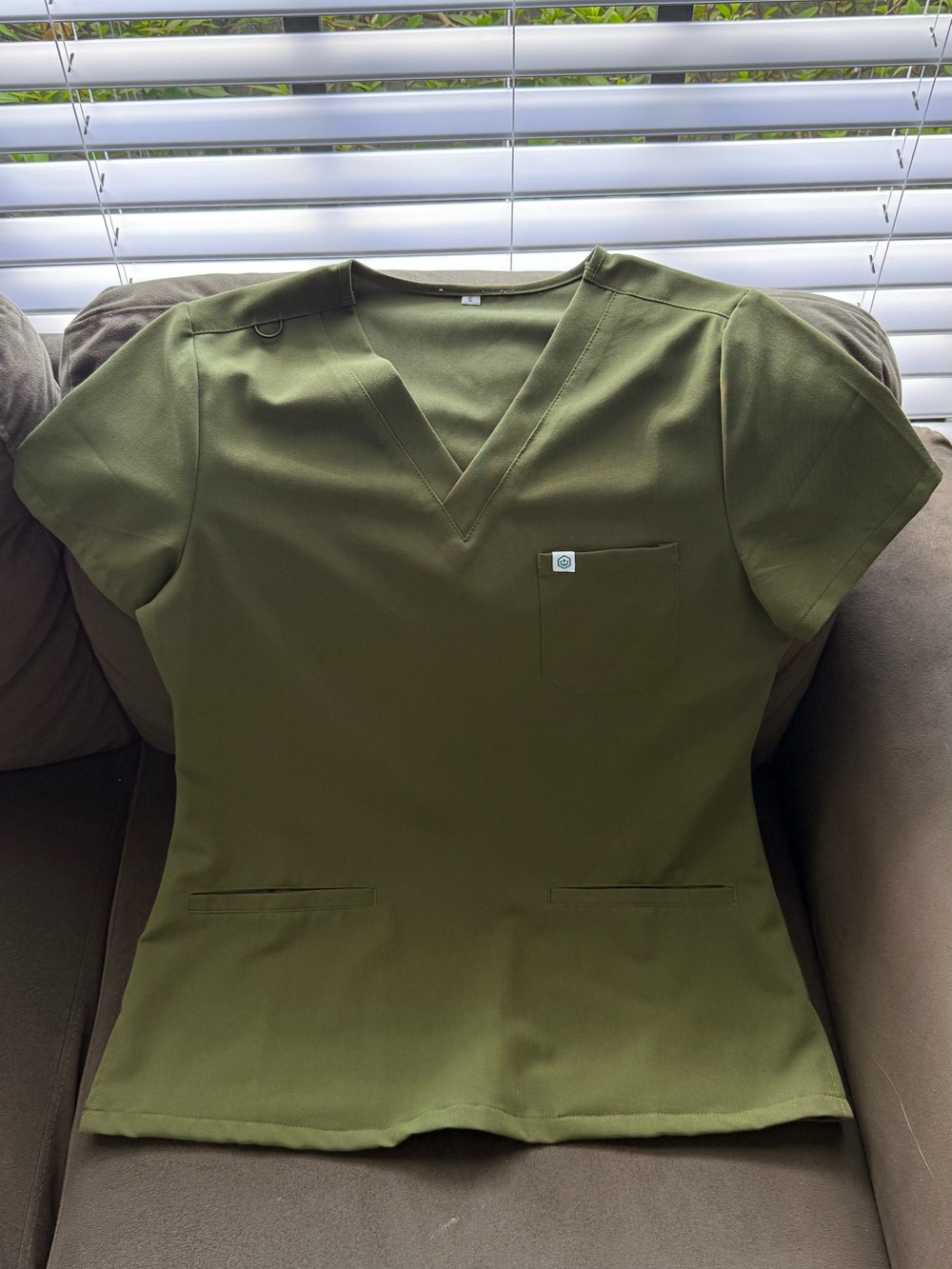 Olive V-Neck Tunic Scrub Top - Uniforms World